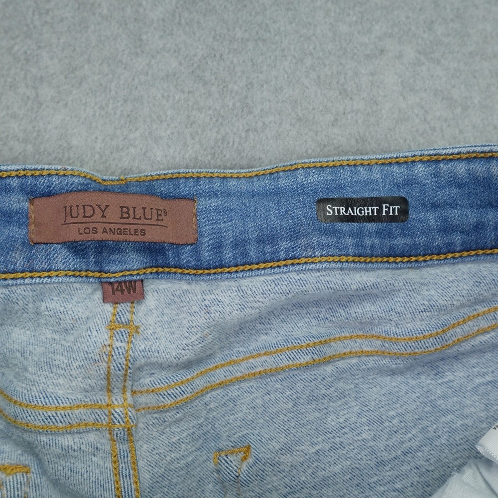 Judy Blue Jeans Womens 14W Light Wash Straight Fit Raw Hem Denim High Rise - Picture 5 of 14